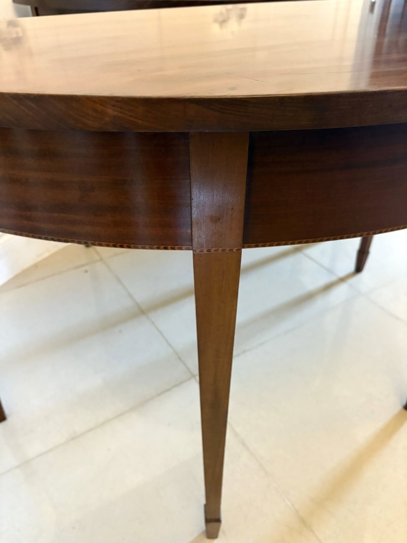 Large Pair of Antique George III Quality Figured Mahogany Demi Lune Shaped Console Tables - Image 8